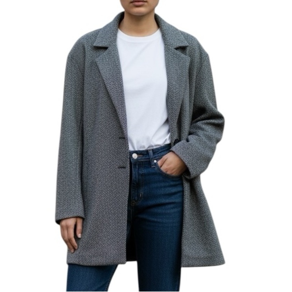 Anthropologie AVEC LES FILLES Blazer Gray Jacket Unlined 2 Button Pockets